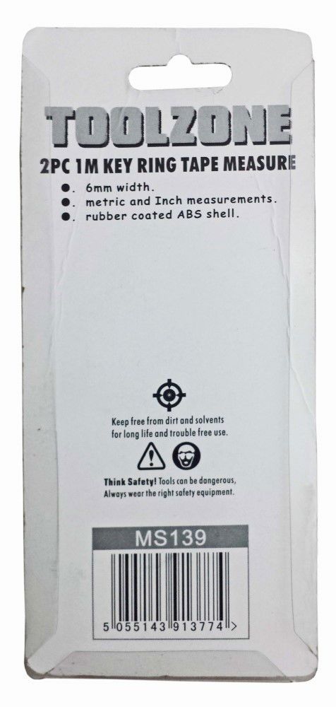 TAPE MEASURE 2 PIECE 1m x 6mm MINI KEYRING METRIC AND IMPERIAL – TOOLZONE KDPMS139