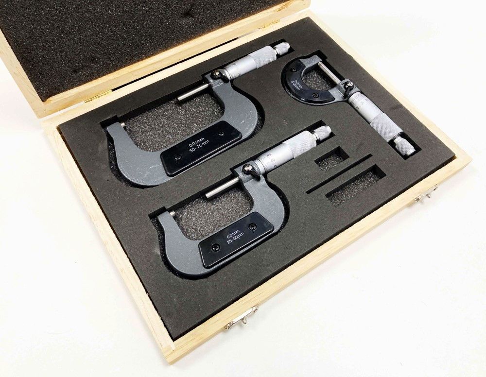 MICROMETER SET 3PC 0-75mm 0.01mm GRADUATIONS - TOOLZONE KDPMS058