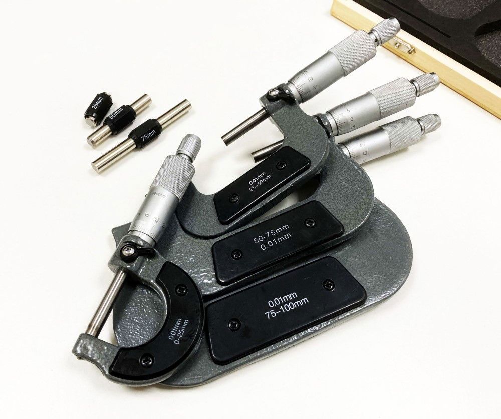MICROMETER SET 4PC 0-100mm 0.01mm GRADUATIONS - TOOLZONE KDPMS057 - Image 4