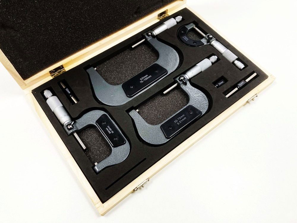 MICROMETER SET 4PC 0-100mm 0.01mm GRADUATIONS - TOOLZONE KDPMS057 - Image 5