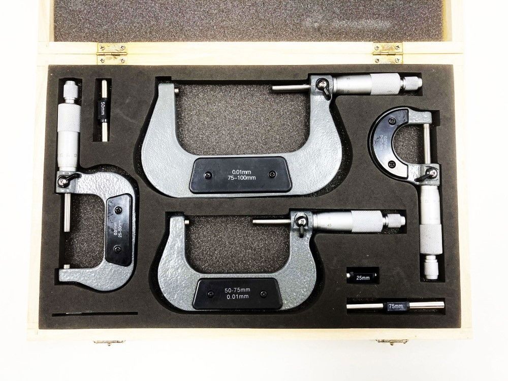 MICROMETER SET 4PC 0-100mm 0.01mm GRADUATIONS - TOOLZONE KDPMS057 - Image 7