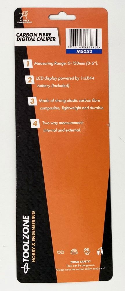 DIGITAL VERNIER CARBON FIBRE 0-150mm 0-6" - TOOLZONE KDPMS052 - Image 7