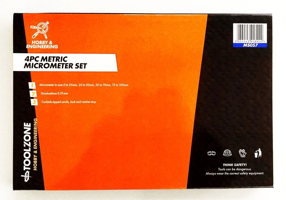 MICROMETER SET 4PC 0-100mm 0.01mm GRADUATIONS - TOOLZONE KDPMS057 - Image 11