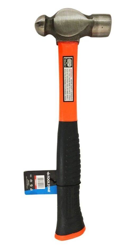 BALL PEIN HAMMER 16oz 70% FIBRE HANDLE ORANGE 330mm – TOOLZONE KDPHM062