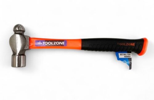 BALL PEIN HAMMER 8oz 70% FIBRE HANDLE ORANGE 280mm – TOOLZONE KDPHM061