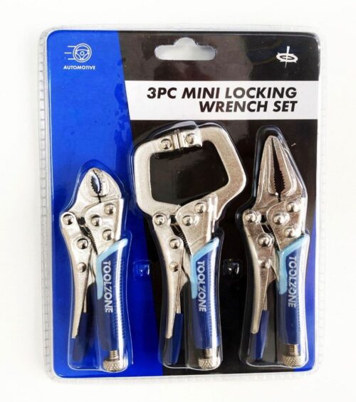 LOCKING WRENCH SET MINI 3 PIECE 4″ 5″ CURVED JAW LONG NOSE C CLAMP – TOOLZONE KDPWR127