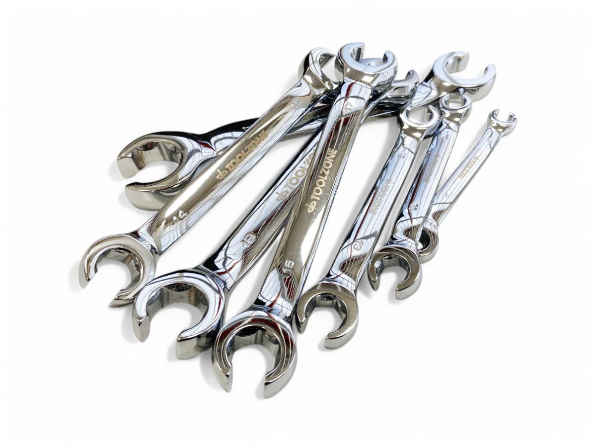 FLARE NUT WRENCH SET 7pc 8-24mm DROP FORGED MIRROR POLISH - TOOLZONE KDPSP199 - Image 3