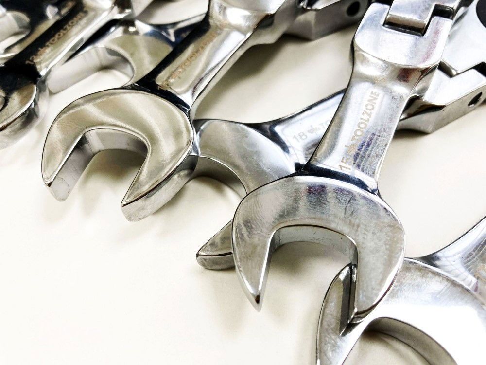 FLEXI STUBBY RATCHET COMBINATION SPANNER SET 12pc 8-19mm 72 TEETH CRV - TOOLZONE KDPSP179 - Image 3