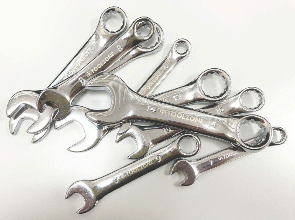 STUBBY SPANNER SET 9pc 6-14mm CHROME VANADIUM FULLY POLISHED IN RACK - TOOLZONE KDPSP172 - Image 3