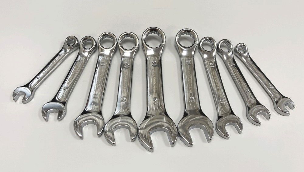 STUBBY SPANNER SET 9pc 6-14mm CHROME VANADIUM FULLY POLISHED IN RACK - TOOLZONE KDPSP172 - Image 4