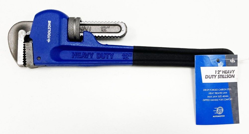 STILLSON WRENCH 12" HEAVY DUTY DROP FORGED CARBON STEEL - TOOLZONE KDPSP169