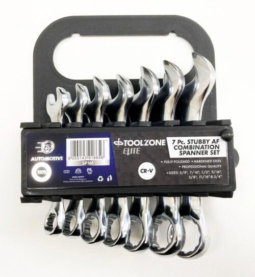 COMBINATION SPANNER SET 7pc AF STUBBY CHROME VANADIUM IN RACK – TOOLZONE KDPSP161
