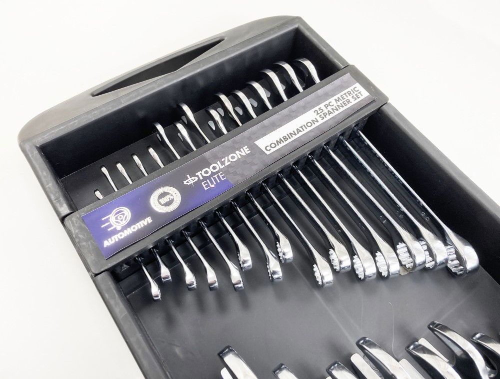 COMBINATION SPANNER SET 25pc 6-32mm CHROME VANADIUM IN TRAY - TOOLZONE KDPSP158 - Image 2