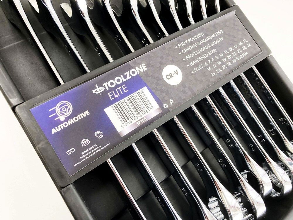 COMBINATION SPANNER SET 25pc 6-32mm CHROME VANADIUM IN TRAY - TOOLZONE KDPSP158 - Image 3