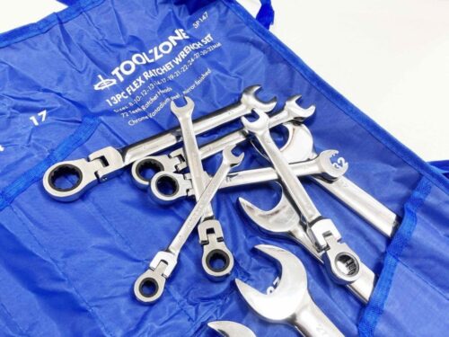 FLEXI RATCHET WRENCH SET 13pc 8-32mm 72 TEETH CHROME VANADIUM – TOOLZONE KDPSP147