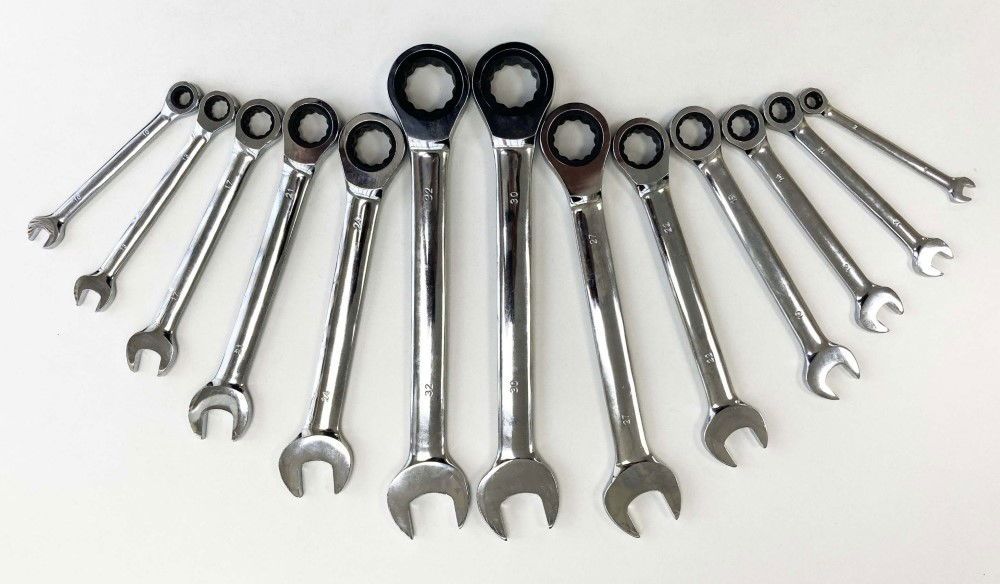 RATCHET WRENCH SET 13pc 8-32mm 72 TEETH CHROME VANADIUM POLISHED FINISH - TOOLZONE KDPSP145