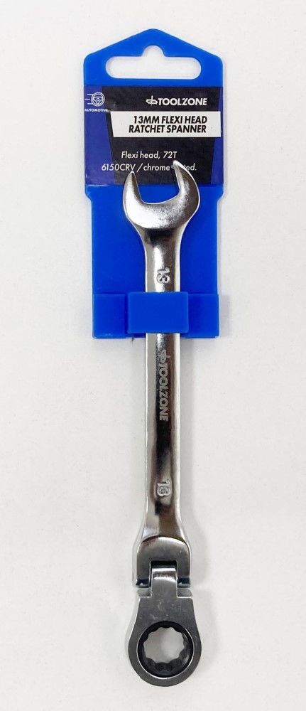 FLEXI RATCHET COMBINATION SPANNER 13mm 72 TEETH MIRROR POLISHED – TOOLZONE KDPSP137