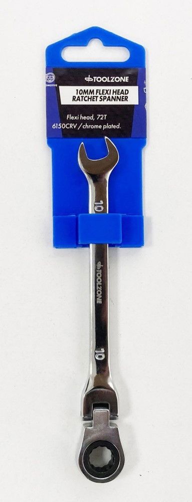FLEXI RATCHET COMBINATION SPANNER 10mm 72 TEETH MIRROR POLISHED – TOOLZONE KDPSP136