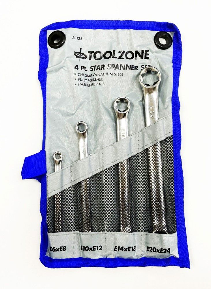 DOUBLE END RING SPANNER SET 4pc STAR CHROME VANADIUM FULLY POLISHED - TOOLZONE KDPSP135 - Image 2