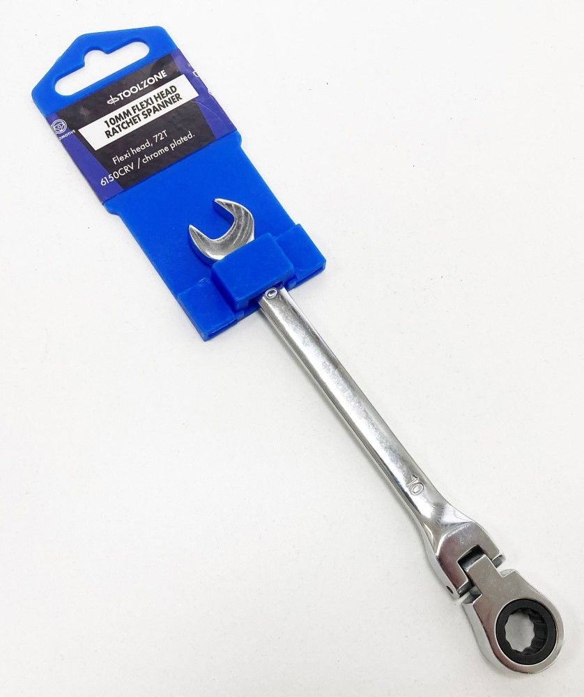 FLEXI RATCHET COMBINATION SPANNER 10mm 72 TEETH MIRROR POLISHED - TOOLZONE KDPSP136 - Image 4
