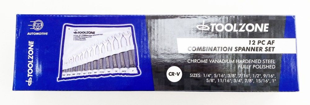 COMBINATION SPANNER SET 12pc AF CHROME VANADIUM SATIN FINISH - TOOLZONE KDPSP126 - Image 3