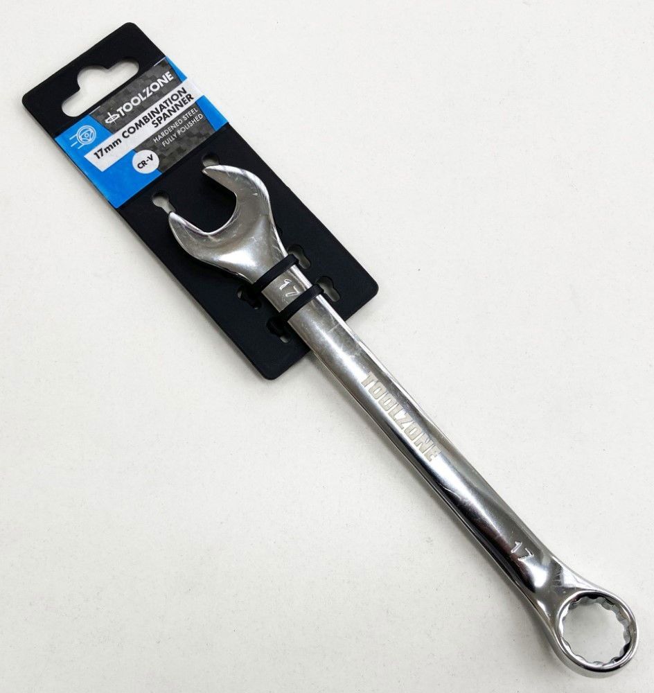 COMBINATION SPANNER 17mm POLISHED CHROME VANADIUM - TOOLZONE KDPSP115