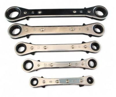 FLAT RATCHET RING SPANNER SET 5PC 6x8mm TO 19x21mm CHROME PLATED – TOOLZONE KDPSP029