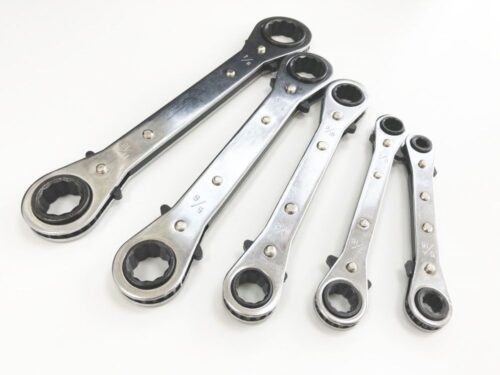FLAT RATCHET RING SPANNER SET 5PC AF CHROME PLATED – TOOLZONE KDPSP030