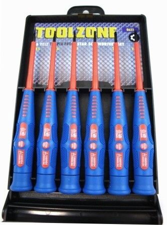 PRECISION VDE TAMPER STAR SCREWDRIVER SET 6PC T5-T10 - TOOLZONE KDPSD274 - Image 6