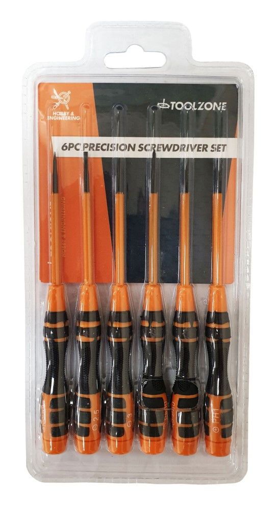 PRECISION SCREWDRIVER SET 6PC SOFT GRIP SLOT 2-3mm PH00-PH1 - TOOLZONE KDPSD086 - Image 2