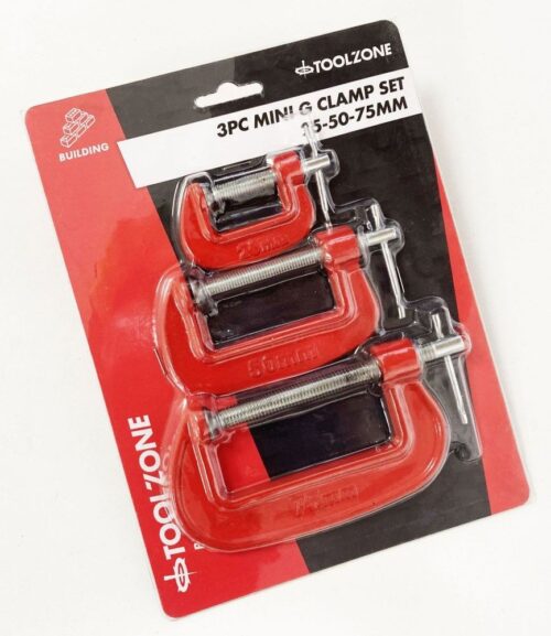 G CLAMP SET 3PC MINI 25mm 50mm 75mm – TOOLZONE KDPCL004