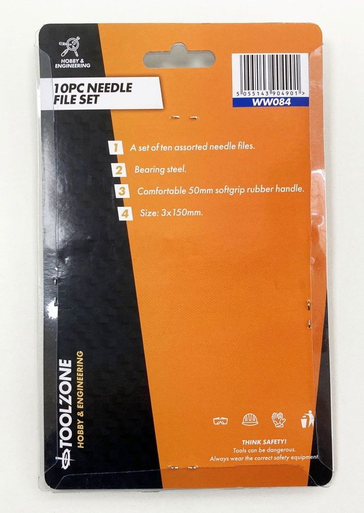 NEEDLE FILE SET 10PC BEARING STEEL VARIOUS SHAPES WITH POUCH - TOOLZONE KDPWW084