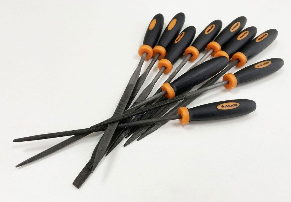 NEEDLE FILE SET 10PC BEARING STEEL VARIOUS SHAPES WITH POUCH - TOOLZONE KDPWW084 - Image 5