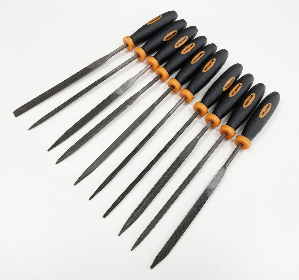 NEEDLE FILE SET 10PC BEARING STEEL VARIOUS SHAPES WITH POUCH - TOOLZONE KDPWW084 - Image 6