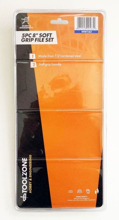 FILE SET 5PC 8″ T12 STEEL SOFT GRIP HANDLES – TOOLZONE KDPWW163