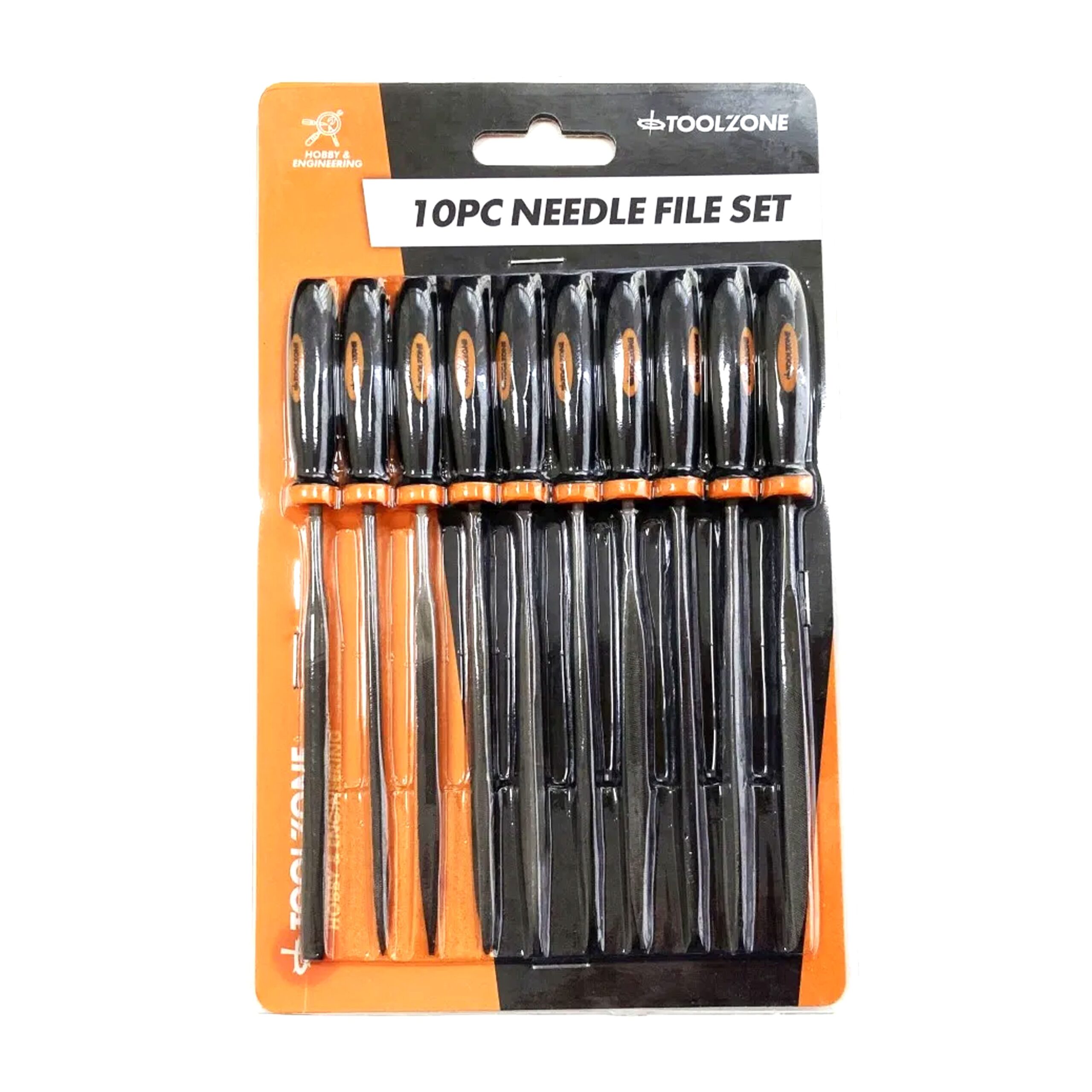 NEEDLE FILE SET 10PC BEARING STEEL VARIOUS SHAPES WITH POUCH - TOOLZONE KDPWW084 - Image 7