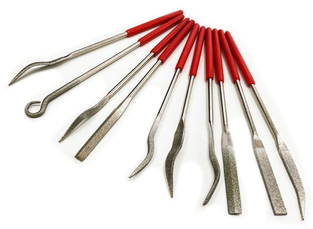 DIAMOND RIFFLER NEEDLE FILES 10PC 120 GRIT WITH PVC HANDLES - TOOLZONE KDPWW205 - Image 3