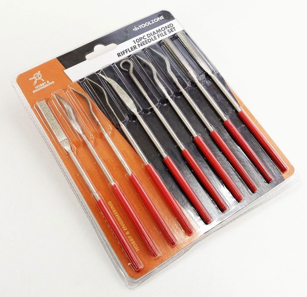 DIAMOND RIFFLER NEEDLE FILES 10PC 120 GRIT WITH PVC HANDLES - TOOLZONE KDPWW205 - Image 4