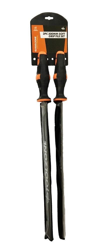 FILE SET 2PC 300mm SOFT GRIP HANDLES FLAT AND HALF ROUND – TOOLZONE KDPWW197