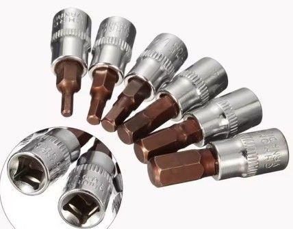6PCS 1/4 INCH S2 DRIVE HEX BIT SOCKETS SET H3 H4 H5 H6 H7 H8