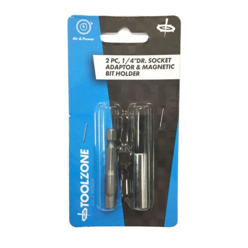 MAGNETIC BIT HOLDER AND ADAPTOR 2PC 1/4″ DRIVE 50mm 60mm – TOOLZONE KDPSD240