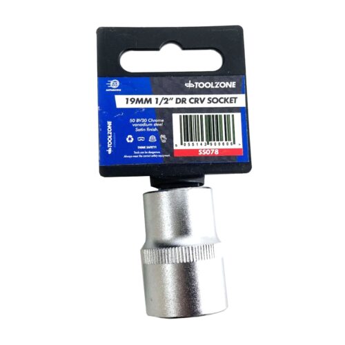 SOCKET 1/2″ DRIVE 19mm CRV SATIN SINGLE HEX – TOOLZONE KDPSS078