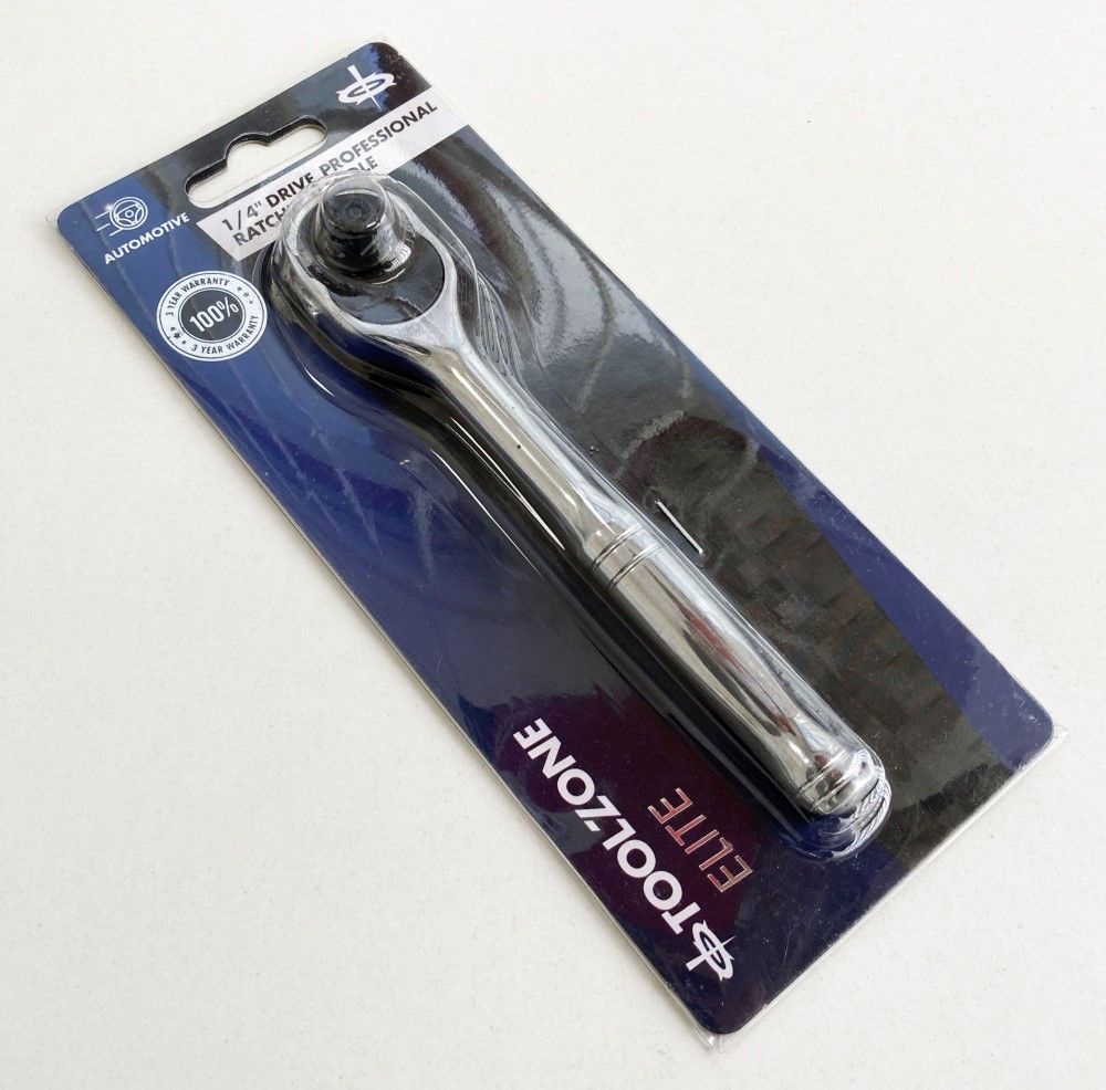 RATCHET HANDLE 1/4" DRIVE PROFESSIONAL POLISHED 150mm CRV QUICK RELEASE - TOOLZONE KDPSS052 - Image 3