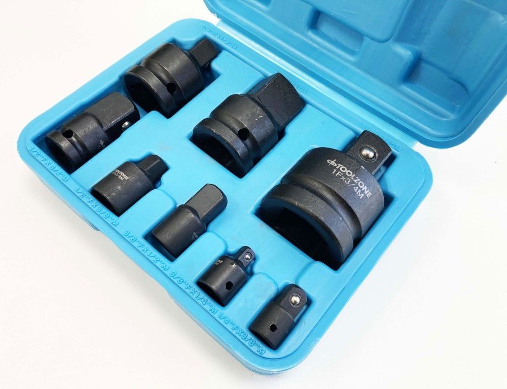 IMPACT ADAPTOR SET 8 PIECES 1/4" TO 1" DRIVE IN BLOW MOLD CASE - TOOLZONE KDPSS243 - Image 2
