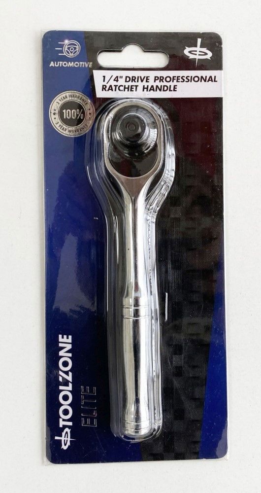 RATCHET HANDLE 1/4" DRIVE PROFESSIONAL POLISHED 150mm CRV QUICK RELEASE - TOOLZONE KDPSS052 - Image 7