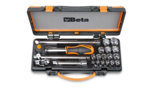 Hexagon Socket and Accessory Set in Metal Case 16 Sockets 5 Accessories – Beta Tools 910A/C16HR