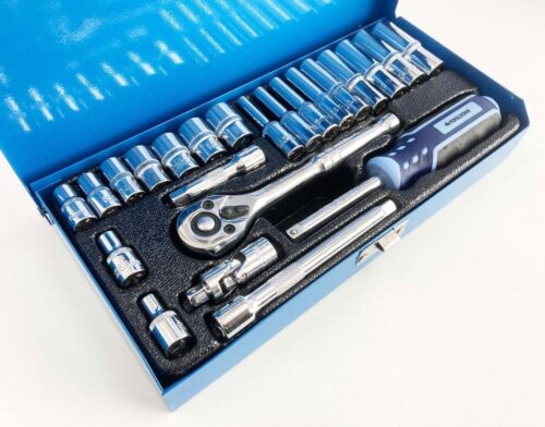 SOCKET SET 24 PIECES 1/4″ DRIVE CRV POLISHED 4mm-13mm – TOOLZONE KDPSS300