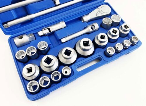 SOCKET SET 26 PIECES 3/4″ AND 1″ DRIVE 21mm-65mm CARBON STEEL – TOOLZONE KDPSS301