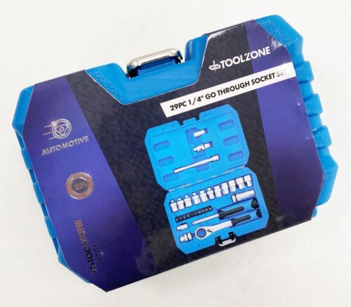 GO THROUGH SOCKET SET 29 PIECES 1/4″ DRIVE WITH BITS IN STORAGE CASE – TOOLZONE KDPSS261