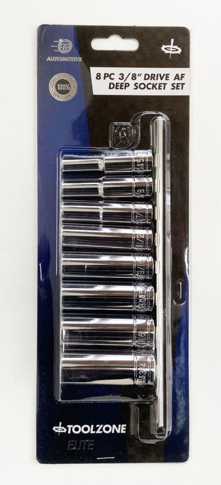 DEEP SOCKET SET 8 PIECES 3/8" DRIVE AF CRV 5/16"-3/4" - TOOLZONE KDPSS303 - Image 6